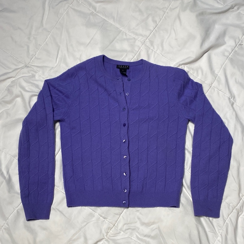 Purple Cashmere Cardigan Sweater